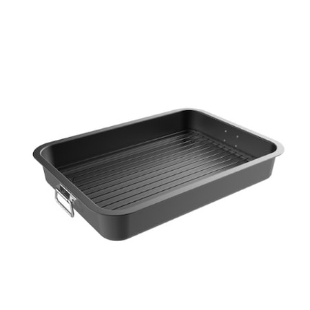 Hastings Home Roasting Pan with Flat Rack Nonstick Oven Roaster, Drain Tray for Fat and Grease Kitchen Cookware 247602ITR
